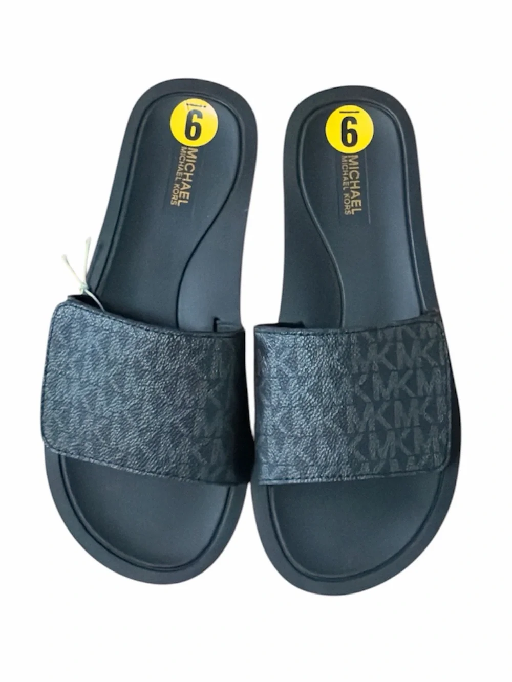 Michael Kors Logo Black Monogram Slide Sandals Size 9